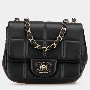 Pre Owned Chanel Black Mini Square Lambskin Resin Crystal Monacoco Flap