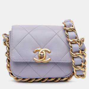Chanel Purple Mini Quilted Calfskin Framing Chain Flap