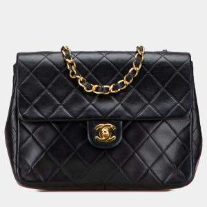 Chanel Black Square Quilted Lambskin Single Flap