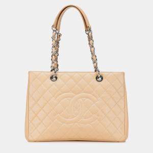 Pre Owned Chanel Brown Caviar Grand Shopping Tote