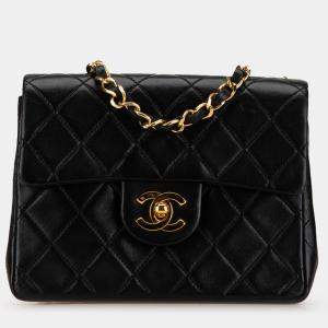 Chanel Black Small Square Quilted Lambskin Flap