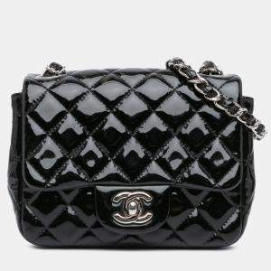 Pre Owned Chanel Black Mini Square Classic Patent Single Flap