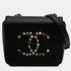 Pre Owned Chanel Black Lambskin Lucky Charms Flap Crossbody