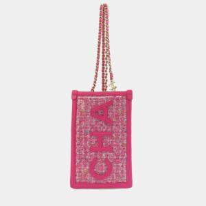 Pre Owned Chanel Vinyl Tweed Calfskin Chain Shoulder Bag