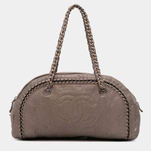Pre Owned Chanel Brown Medium Calfskin Luxe Ligne Bowler Bag