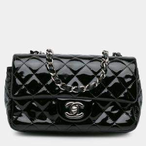 Pre Owned Chanel Black Mini Rectangular Classic Patent Single Flap
