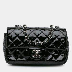 Pre Owned Chanel Black Mini Rectangular Classic Patent Single Flap
