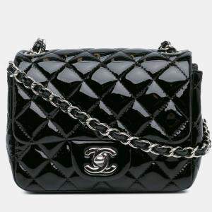 Pre Owned Chanel Black Mini Square Classic Patent Single Flap