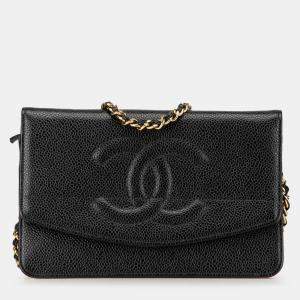 Pre Owned Chanel Black CC Caviar Wallet on Chain