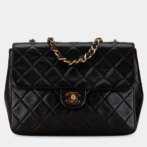 Pre Owned Chanel Black Mini Square Classic Lambskin Single Flap