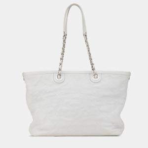 Pre Owned Chanel Grey Small Quilted Caviar Daily Shopping Tote