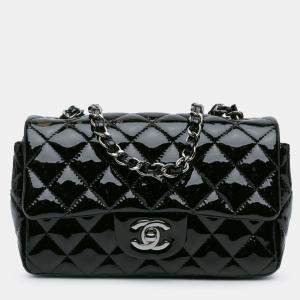 Pre Owned Chanel Black Mini Rectangular Classic Patent Single Flap