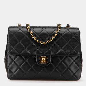 Chanel Black Small Square Quilted Lambskin Flap