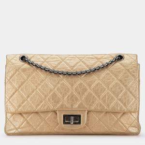 Pre Owned Chanel Gold Reissue 2.55 Aged Calfskin Double Flap 227