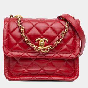 Pre Owned Chanel Mini Quilted Lambskin Soft Square Flap