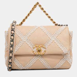 Chanel Beige Medium Crochet Calfskin 19 Flap