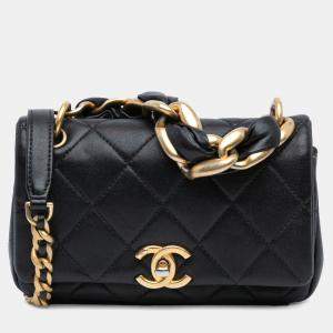 Chanel Black Small Quilted Lambskin Chain is More Flap