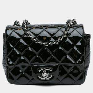 Pre Owned Chanel Black Mini Square Classic Patent Single Flap