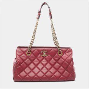 Pre Owned Chanel Perfect Edge Bordeaux Leather Shoulder Bags