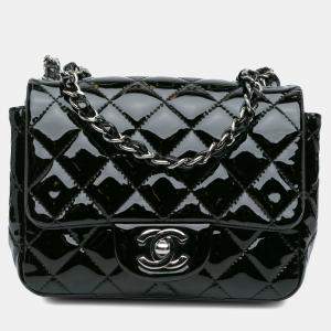 Pre Owned Chanel Black Mini Square Classic Patent Single Flap
