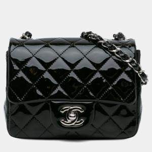 Pre Owned Chanel Black Mini Square Classic Patent Single Flap