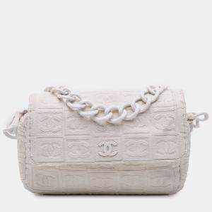 Chanel off White Terry Cloth Sport Line Flap