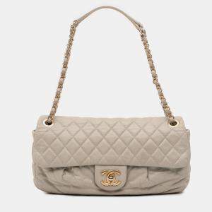 Pre Owned Chanel Beige Quilted Calfskin Chic Quilt Flap