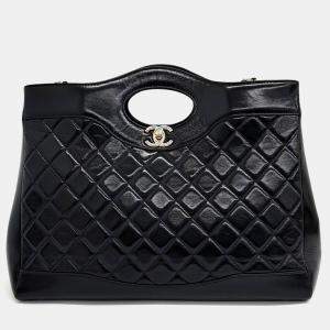 Pre Owned Chanel Black Leather 31 shopping bag
