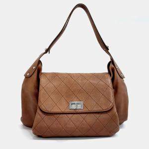 Pre Owned Chanel Brown Leather Caviar Shoulder Bag