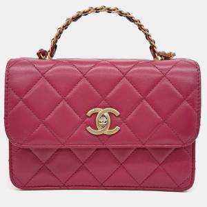 Chanel Pink Leather Top Handle Shoulder Bag