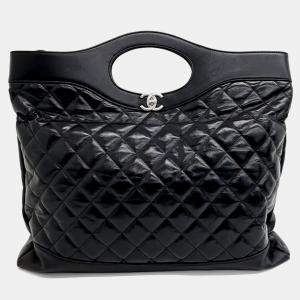 Pre Owned Chanel Black Leather 31 Shopping Bag Large
