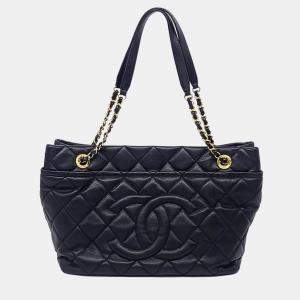 Pre Owned Chanel Black Leather Caviar Timeless CC Shoulder Bag