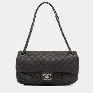 Pre Owned Chanel Black Large Iridescent Quilted Calfskin Coco Pleats Flap