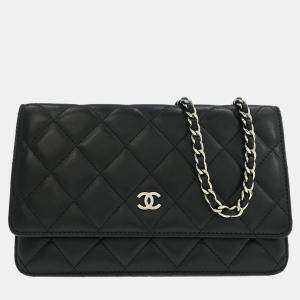 Pre Owned Chanel Black Lambskin Classic WOC Wallet On Chain