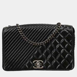 Pre Owned Chanel Black Calfskin Coco Boy Flap Shoulder Bag