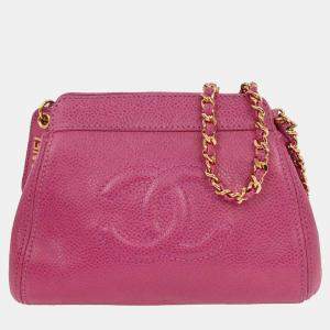 Pre Owned Chanel Pink Calfskin Shoulder Bag