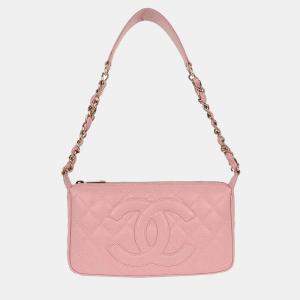 Pre Owned Chanel Pink Calfskin Shoulder Bag