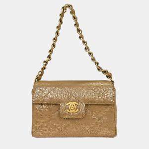 Pre Owned Chanel Beige Calfskin Handbag