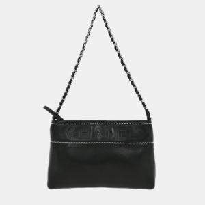 Pre Owned Chanel Black Lambskin Pouch Handbag
