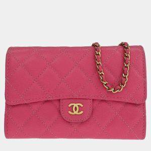 Chanel Pink Calfskin WOC Wallet On Chain Shoulder Bag