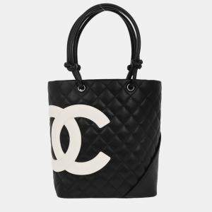 Pre Owned Chanel Black Calfskin Cambon Ligne Tote Handbag