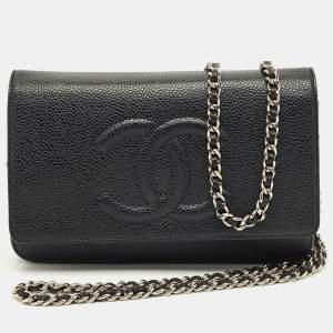 Pre Owned Chanel Black Caviar Leather CC WOC Bag