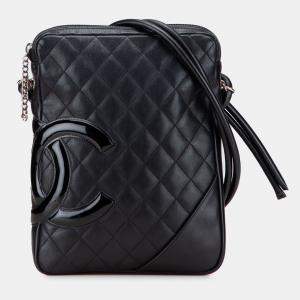 Pre Owned Chanel Black Lambskin Cambon Ligne Crossbody