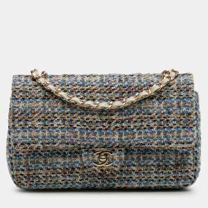 Chanel Multicolor Medium Classic Multicolor Tweed Double Flap