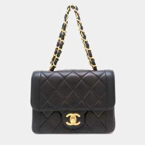 Chanel Matelasse Chain Mini Handbag In Black Lambskin