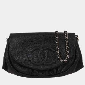 Pre Owned Chanel Black Calfskin Half-Moon WOC Wallet On Chain