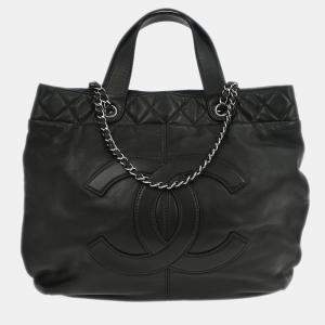 Chanel Black Calfskin Trianon Tote 2way Handbag