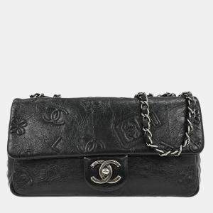 Pre Owned Chanel Black Calfskin Icon Shoulder Bag