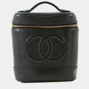 Pre Owned Chanel Vanity Bag Black Caviar Leather