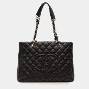 Pre Owned Chanel Black Caviar Grand Shopping Tote